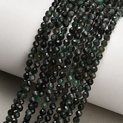 Изумруд Натуральные изумрудные бисерные пряди, граненые, круглые, 3~3.5 мм, отверстие : 0.6 мм, около 113~114 шт / нитка, 14.96''~15.55'' (38~39 см)