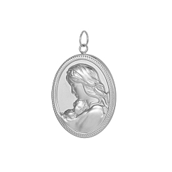 Нержавеющая Сталь Цвет Религия 304 подвески из нержавеющей стали, овальные с рисунками " virgin mary", цвет нержавеющей стали, 28x20 мм