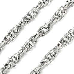 Нержавеющая Сталь Цвет 304 из нержавеющей стали веревочные сети, несварные, цвет нержавеющей стали, 6.5x4.5x1.5 мм, 2 м / шт