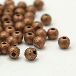 Красная Медь Сплавочные овальные бусины тибетского стиля , без кадмия, без никеля и без свинца, круглые, Красная медь, 6x6x5 мм, отверстие : 1.5 мм