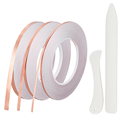 Raw(Unplated) 3 Rolls 3 Styles Copper Foil Adhesive Tapes, Conductive Copper Tape, DIY Crafts, with 1 Set Plastic Letter Opener Knife Tools, Raw(Unplated), 0.3~0.8cm, about 50m/roll, 1 roll/style