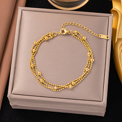 Золотой 304 из нержавеющей стали браслеты многожильных, браслеты с шариковыми цепочками для женщин, золотые, 6-3/4 дюйм (17 см)