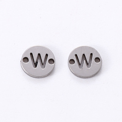 Letter W Anlaufgeschützt 201 Glieder aus Edelstahl, Laserschnitt, flach rund mit Brief, letter.w, 6x6x1 mm, Bohrung: 0.8 mm