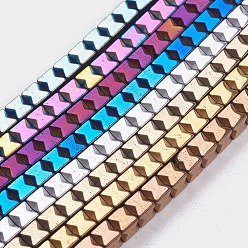 (52) Непрозрачная лаванда Гальванизировать немагнитных синтетический гематит бисер пряди, бисер нитей, кубические, разноцветные, 4x4x4 мм, отверстие : 0.5 мм, около 107 шт / нитка, 16.1 дюйм (41 см)