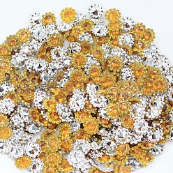 Or Cabochons en plastique strass, tournesol, dos et dos plaqués, or, 11x4 mm, sur 500 PCs / sac