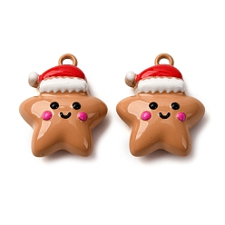 Звезда Подвески из окрашенного сплава с рождественской тематикой, звезда, 16x13x6 мм, отверстие : 1.4 мм