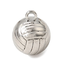 Volleyball 316 прелести нержавеющей стали, тема спортивного мяча, цвет нержавеющей стали, волейбол, 12x10 мм, отверстие : 1.6 мм