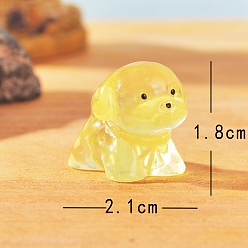 Светло-желтый Статуэтки собак из светящейся смолы для украшения рабочего стола автомобиля, светящиеся в темноте украшения, светло-желтый, 18x21 мм