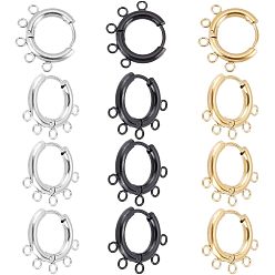 (52) Непрозрачная лаванда 6 пары 3 цвета 304 фурнитура для сережек-колец из нержавеющей стали, с горизонтальными петлями, кольцо, разноцветные, 16x20x2.5 мм, отверстие : 1.8 мм, штифты : 0.9 мм, 2 пары / цвет