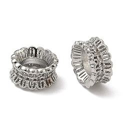 Платина Бусины из прозрачного кубического циркония в форме цветка, латунь., большое отверстие шарик, без кадмия и без свинца, стойки покрытие, долговечный, кольцо с цветочным узором, платина, 10x5 мм, отверстие : 5 мм