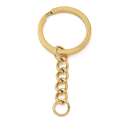 Настоящее золото 18K Ионное покрытие (ip) 304 разъемные кольца для ключей из нержавеющей стали, реальный 18 k позолоченный, 51 мм
