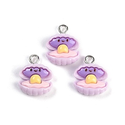 Shell Shape Подвески из смолы в виде морских организмов, с железной платиной петлей, формы раковины, 16.5x13x5.5 мм, отверстие : 2 мм