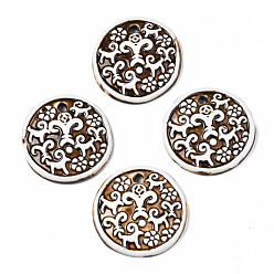 Saddle Brown Handmade Porcelain Big Pendants, Flat Round with Goat Pattern, Saddle Brown, 49~51x9.5~10.5mm, Hole: 4mm