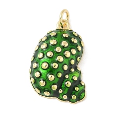 Зеленый Латунь эмаль подвески, подвески в форме раковины, стойки покрытие, без кадмия и без свинца, долговечный, реальный 18 k позолоченный, зелёные, 22.5x15.5x6.5 мм, отверстие : 3.5 мм