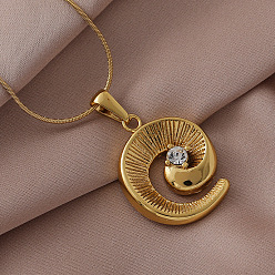 Золотой 304 Женские подвески в форме спирали из нержавеющей стали, золотые, 15.75 дюйм (40 см)