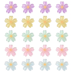 Gemischte Farbe 20Stk. 5 Farben durchscheinende Harz-Cabochons, für Haarschmuck, Glitzerkirsche, Gemischte Farbe, 26 mm, 4 Stk. je Farbe