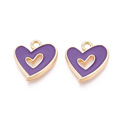 Темная Орхидея Подвески из эмали и сплава, шарма сердца, золотые, темные орхидеи, 16x15x2 мм, отверстие : 1.8~2 мм