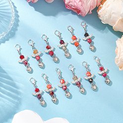 (52) Непрозрачная лаванда Подвеска в форме сердца ангела из сплава стекла, с карабин-лобстерами , разноцветные, 40 мм