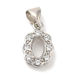 Silver Brass Crystal Rhinestone Pendant Cabochon Settings, Open Back Settings, Oval, Silver, Tray: 5x3mm, 12x8x4mm, Hole: 5x3.5mm