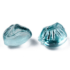 Teal Transparent Spray Painted Glass Beads, Dumplings, Teal, 10x13x9mm, Hole: 1.2mm