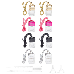 Mixed Color Car Air Freshener Perfume Bottle, Glass Hanging Aromatherapy Essential Oil Scent Diffuser, with Plastic Funnel Hopper and Pipettes, Mixed Color, 12pcs/set