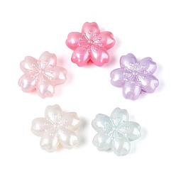 (52) Непрозрачная лаванда Непрозрачные акриловые бусины с УФ-покрытием, радужный, цветок, разноцветные, 22.5x23x9~10 мм, отверстие : 2.5~3 мм