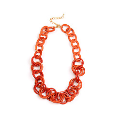 Коралловый Акриловые кольца с овальными звеньями цепочки, золотые, коралл, 22.05 дюйм (56 см)