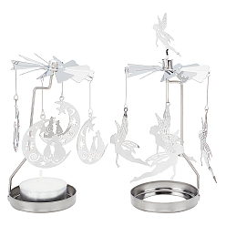 Нержавеющая Сталь Цвет Вращающийся подсвечник из нержавеющей стали, железными чарами, для любителей свечей, романтическая свадьба, Рождественская вечеринка, цвет нержавеющей стали