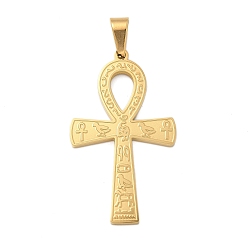 Золотой 304 подвески из нержавеющей стали, анкх крест очарование, вакуумное покрытие pvd, золотые, 45.5x26.5x2 мм, отверстие : 8x5.5 мм