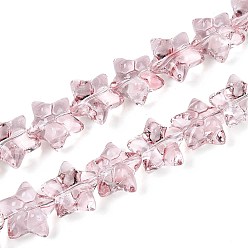 Фламинго Выпечка краска бисер пряди, звезда и бантом, фламинго, 13.5~14x14~15x7.5~8.5 мм, отверстие : 0.8~0.9 мм, около 49~50 шт / нитка, 23.62~24.02 дюйм (60~61 см)