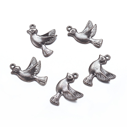 Черный Цвет Металла Подвески из сплава , птица, металлический черный , без свинца, без кадмии и без никеля, длиной около 22 мм , шириной 15 мм , толщиной 3 мм , отверстие : 1.5 мм