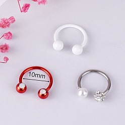 (52) Непрозрачная лаванда 316l круглые/подковообразные кольца для носа из нержавеющей стали, разноцветные, 10 мм, штифты : 1.2 мм, 3 шт / комплект