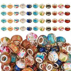 (52) Непрозрачная лаванда 110 шт 11 цвета смолы европейские бусины, Новогодняя тема, плоские круглые с рисунком, разноцветные, 13.5~14x8.5~10 мм, отверстие: 4.5~5 мм =