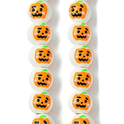 Белый Фарфора ручной работы бисер нитей, бусины ручной работы, с эмалью, круглые, белые, 14x12x11 мм, отверстие : 2.5 мм, около 30 шт / нитка, 13.39'' (34 см)