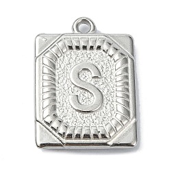 Letter S Антикоррозийные 304 подвески из нержавеющей стали, прямоугольник с подвеской в виде буквы, Письмо с, 24.5x18x3 мм, отверстие : 1.8 мм