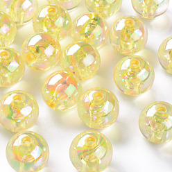 Золотистый Прозрачные акриловые бусины, с покрытием AB цвета, круглые, золотые, 16x15 мм, отверстие : 2.8 мм, Около 220 шт / 500 г