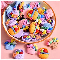 (52) Непрозрачная лаванда Непрозрачная смола декодирует кабошоны, цветочные корзины, разноцветные, 22~23x21.5~25.5x6.5~7.5 мм