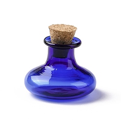 Средно-синий Миниатюрные стеклянные бутылки, с пробками, пустые бутылки желаний, для аксессуаров для кукольного домика, изготовление ювелирных изделий, светло-синий, 20.5x22 мм