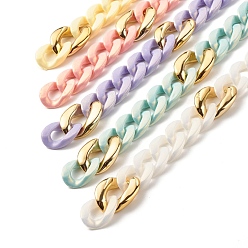 Mixed Color Handmade Acrylic Curb Chains, Twist Oval, Mixed Color, 23.5~28x17~20x4.5~6mm, about 3.58 Feet(1.09m)/Strand