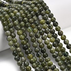 Chinese Jade Природные китайский нефрит бисер пряди, круглые, сгладить, 6.5~7 мм, отверстие : 1.6 мм, около 57 шт / нитка, 14.57'' (37 см)