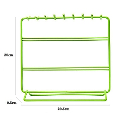 Golden & Green Patina Rectangle Iron Jewelry Display Tower Stands, Jewelry Organizer Holder for Earrings, Bracelet, Necklace Storage, Golden & Green Patina, 20.5x9.5x20cm
