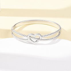 Нержавеющая Сталь Цвет 304 женские шарнирные браслеты из нержавеющей стали, сердце, цвет нержавеющей стали, внутренний диаметр: 2.36x2.01 дюйм (6x5.1 см)