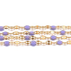 Лиловый Ионное покрытие (ip) 304 звенья цепи из нержавеющей стали, с катушкой, с эмалью, пайки, сирень, 2.5~7x1.5x0.3~1.5 мм, около 32.8 футов (10 м) / рулон