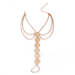 Золотой Сплав цветочные звенья цепи многослойные кольца для пальцев ног браслеты для женщин, золотые, 8-5/8 дюйм (220 мм)