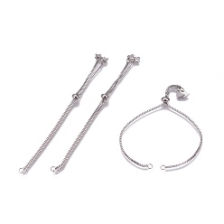 Stainless Steel Color Tarnish Resistant Stainless Steel Slider Bracelet Making, with Box Chains, Mixed Shapes, Stainless Steel Color, Single Chain: 4-1/4 inch(10.9cm), Total Length about 8-5/8 inch(21.8cm)