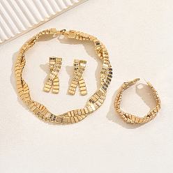 Золотой Элегантный комплект из браслетов, серег и ожерелий в ближневосточном стиле для женской свадебной вечеринки, золотые