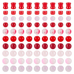 Красный 80g прозрачные стеклянные бусины, разнообразные, красные, 5.5~16x6~11.5x6.5~10.5 мм, отверстие : 1.2~1.6 мм