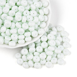 Лазурный Непрозрачная краска для выпечки стеклянный бисер, круглое отверстие, рондель, лазурный, 8~8.5x5 мм, отверстие : 1.2~1.4 мм, Около 865 шт / фунт