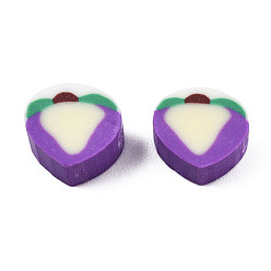 Сине-фиолетовый Бусины из полимерной глины , персик, синий фиолетовый, 9~9.5x9.5~10x4.5 мм, отверстие : 1.2~1.8 мм