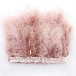 Misty Rose Turkey Feather Fringe Trimming, Costume Accessories, Dyed, Misty Rose, 5-1/8 inch(130mm), about 2.19 Yards(2m)/Bag